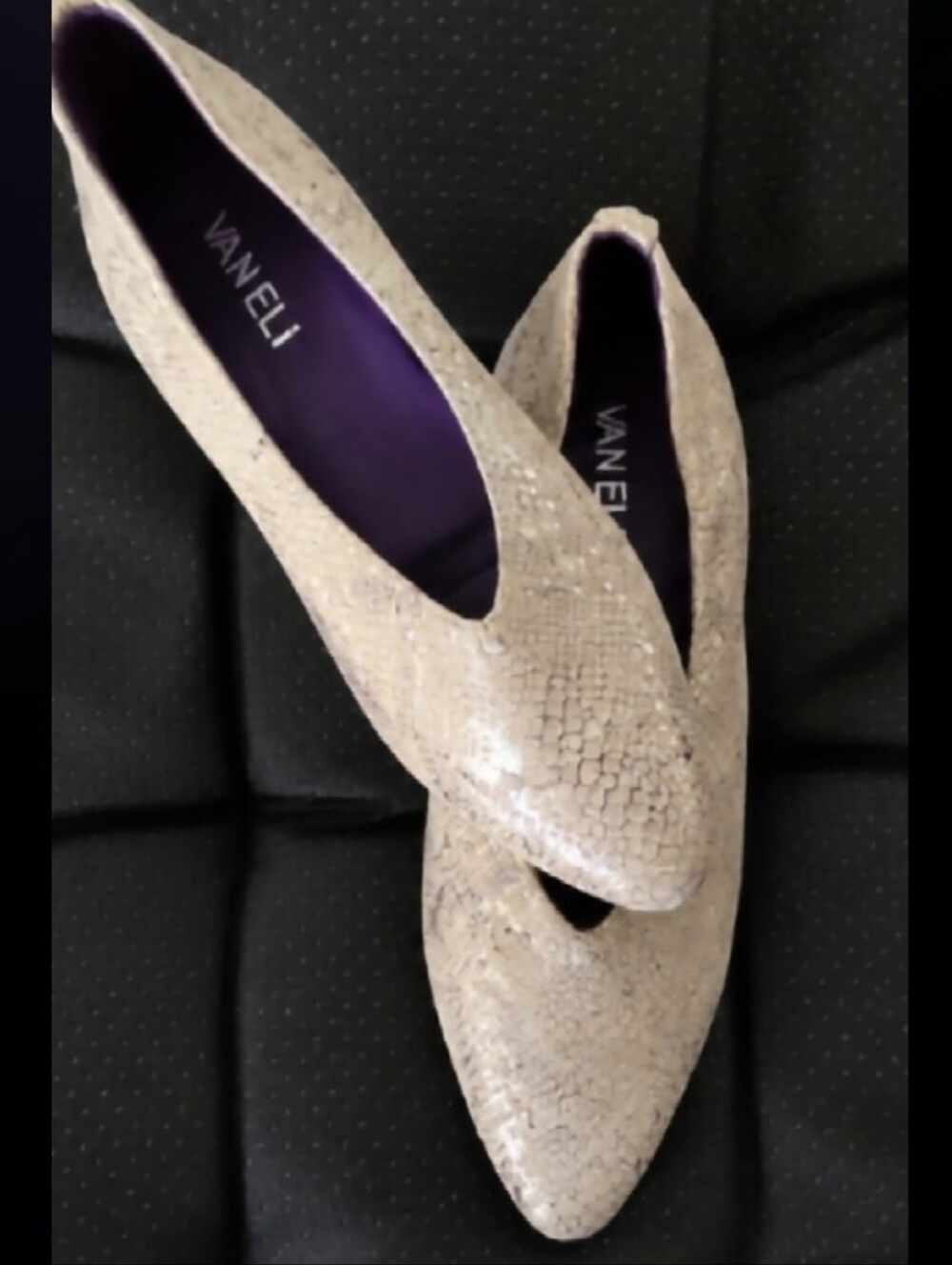 Vaneli Judita Opal snake print metallic leather slip on flats size 8 N